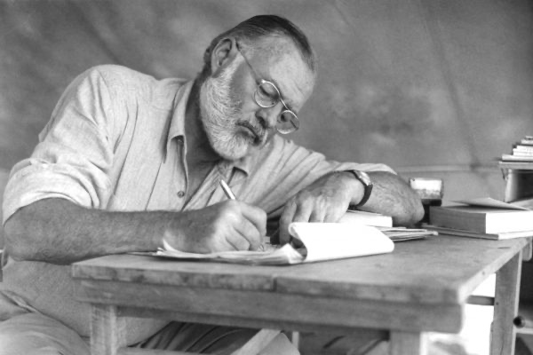 Hemingway writing by hand